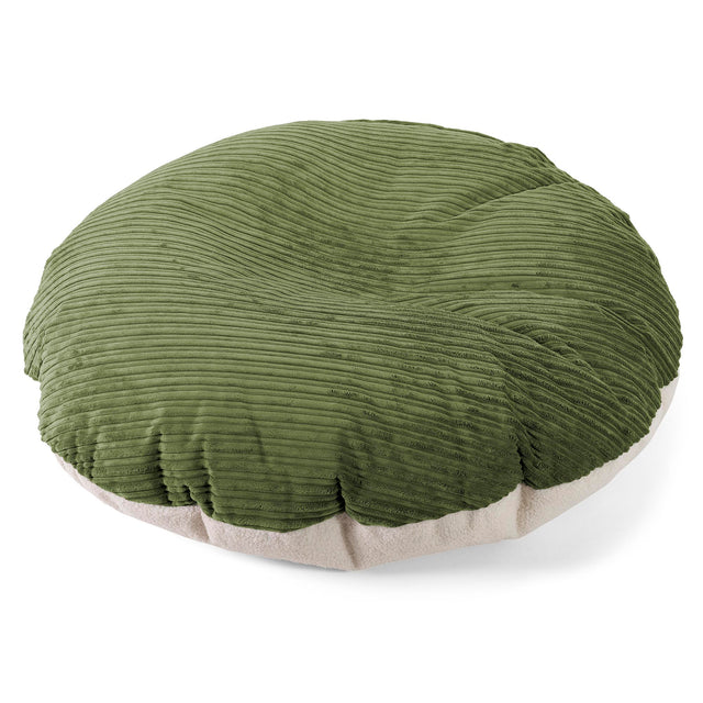Flexforma Pouf Géant Rond pour Adulte - Bouclé & Côtelé Vert Forêt 01