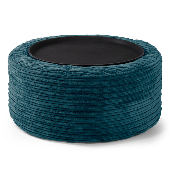 Pouf Ottoman avec Plateau - Bleu Canard 02
