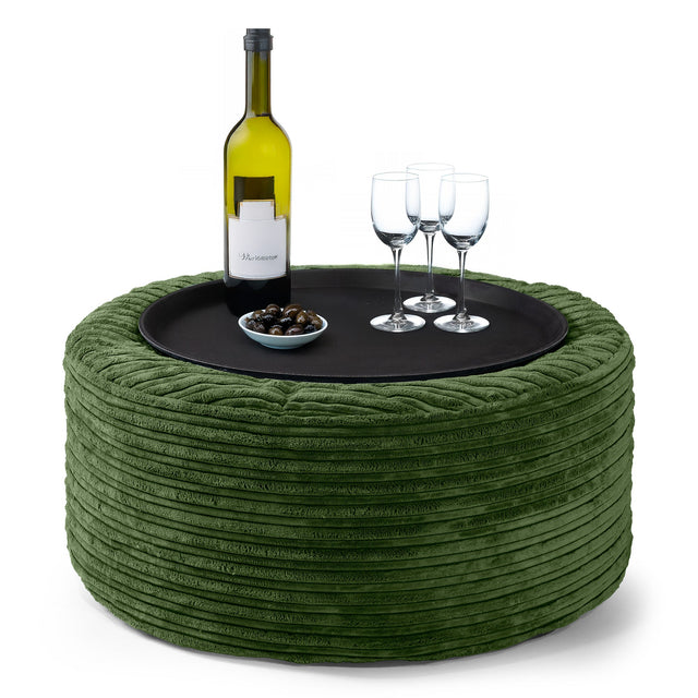 Pouf Ottoman avec Plateau - Vert Forêt 01