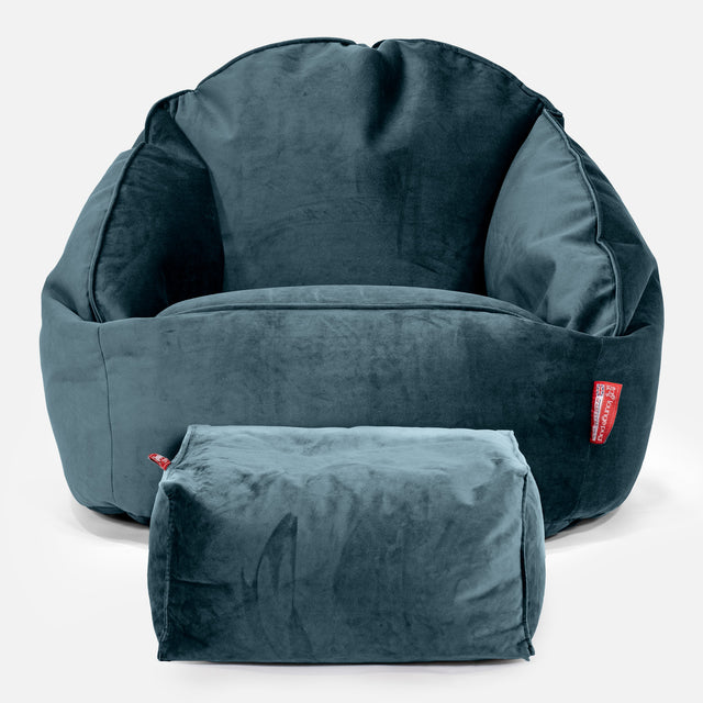 Pouf Chaise Bubble - Velours Mer Égée 02
