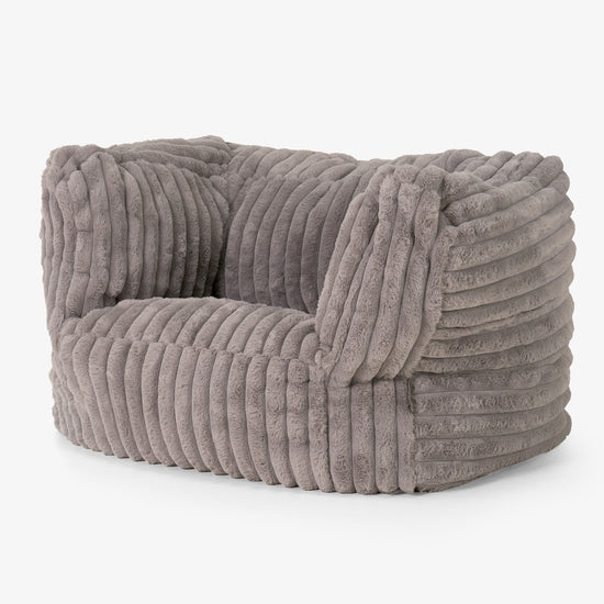 Albert Pouf Fauteuil Design - Velours Côtelé Ultra Pelucheux Vison 02