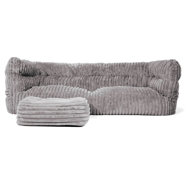 Canapé Pouf Albert 3 places 2.0 - Velours Côtelé Ultra Pelucheux Gris 02