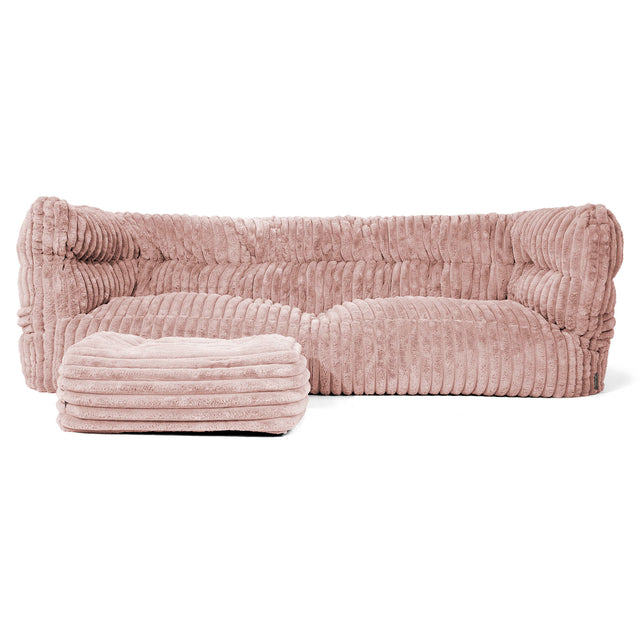 Canapé Pouf Albert 3 places 2.0 - Velours Côtelé Ultra Pelucheux Rose Pastel 02