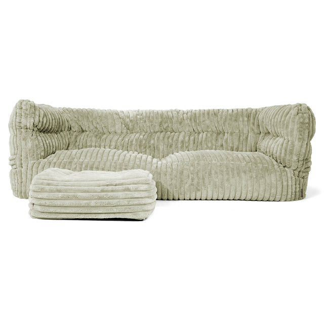 Canapé Pouf Albert 3 places 2.0 - Velours Côtelé Ultra Pelucheux Vert Sauge 02