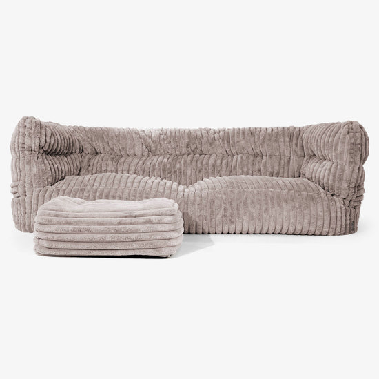 Canapé Pouf Albert 3 places 2.0 - Velours Côtelé Ultra Pelucheux Vison 02