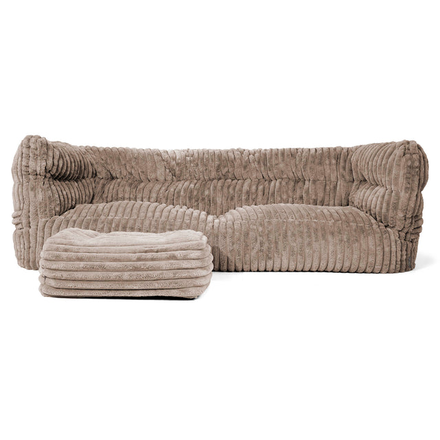 Canapé Pouf Albert 3 places 2.0 - Velours Côtelé Ultra Pelucheux Vison 02
