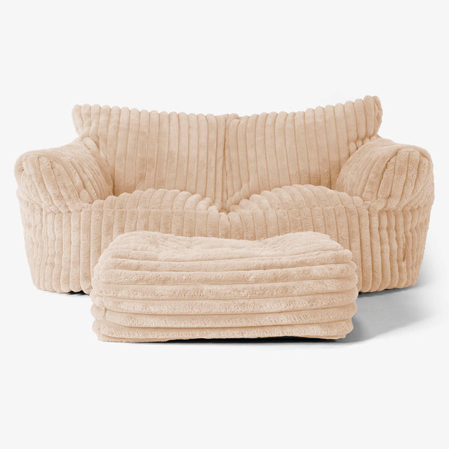 Joséphine Canapé Pouf - Velours Côtelé Ultra Pelucheux Pêche 02