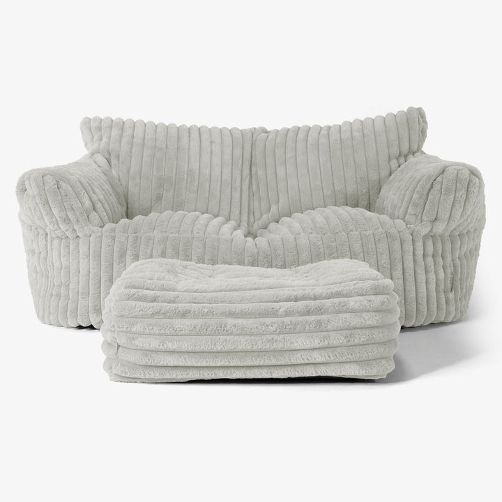 Joséphine Canapé Pouf - Velours Côtelé Ultra Pelucheux Vert Sauge 02