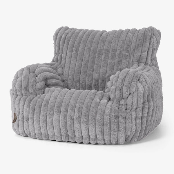 Joséphine Pouf Fauteuil Design - Velours Côtelé Ultra Pelucheux Gris 01