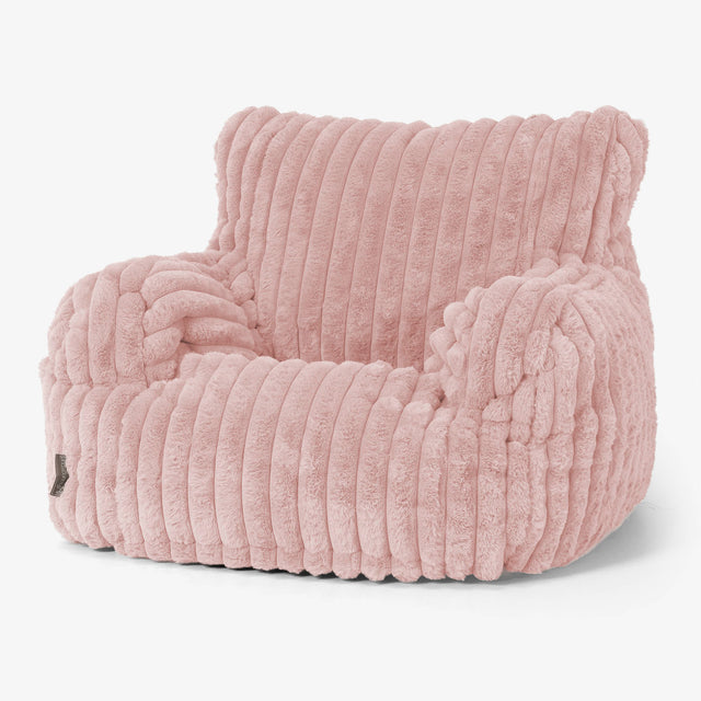 Joséphine Pouf Fauteuil Design - Velours Côtelé Ultra Pelucheux Rose Pastel 01