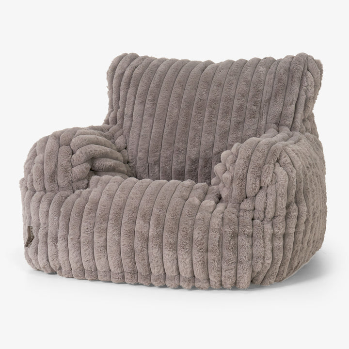 Joséphine Pouf Fauteuil Design - Velours Côtelé Ultra Pelucheux Vison 01