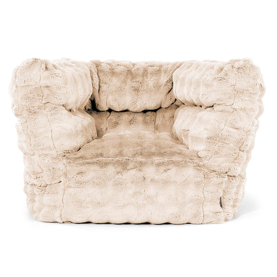 Louis Pouf Fauteuil Design - Fausse Fourrure à Bulles Crème 01