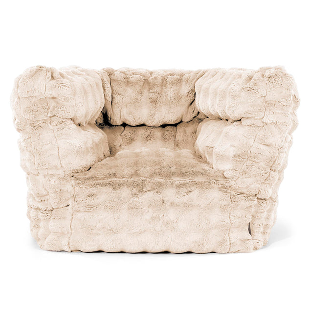 Louis Pouf Fauteuil Design - Fausse Fourrure à Bulles Crème 01