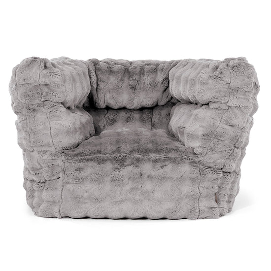 Louis Pouf Fauteuil Design - Fausse Fourrure à Bulles Gris 01