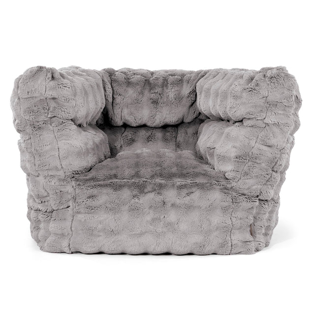 Louis Pouf Fauteuil Design - Fausse Fourrure à Bulles Gris 01