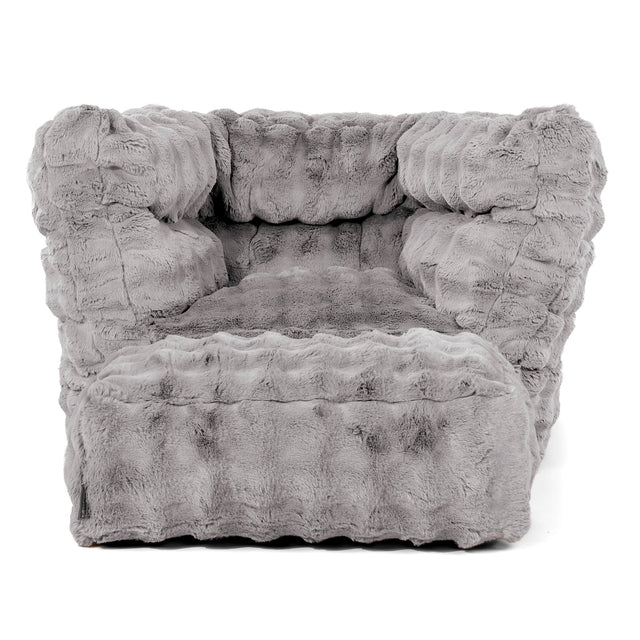 Louis Pouf Fauteuil Design - Fausse Fourrure à Bulles Gris 02