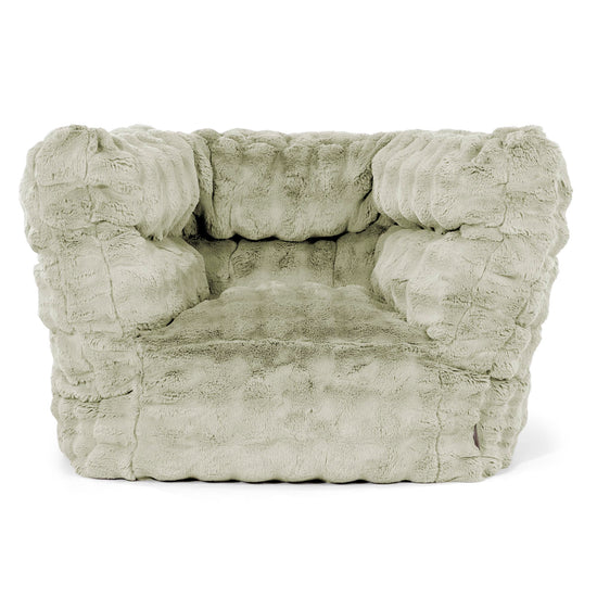 Louis Pouf Fauteuil Design - Fausse Fourrure à Bulles Vert Sauge 01