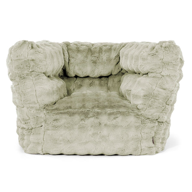 Louis Pouf Fauteuil Design - Fausse Fourrure à Bulles Vert Sauge 01