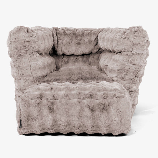 Louis Pouf Fauteuil Design - Fausse Fourrure à Bulles Vison 02
