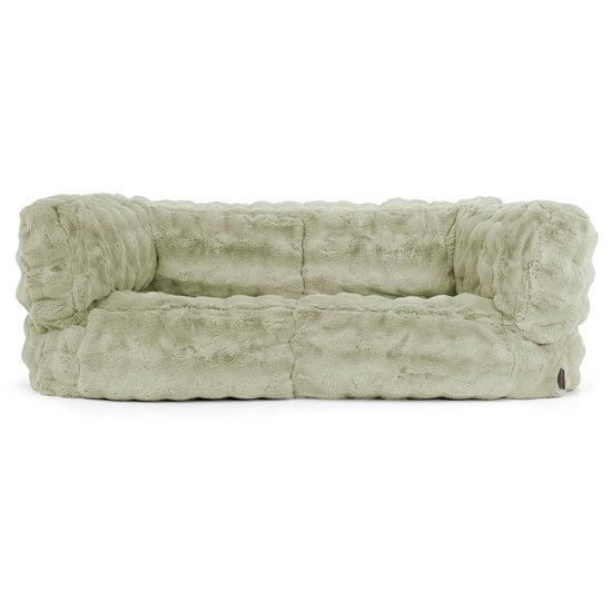 Canapé Pouf Albert 2 places - Fausse Fourrure à Bulles Vert Sauge 01