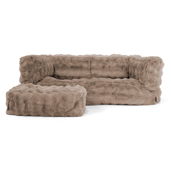 Canapé Pouf Albert 2 places - Fausse Fourrure à Bulles Vison 02