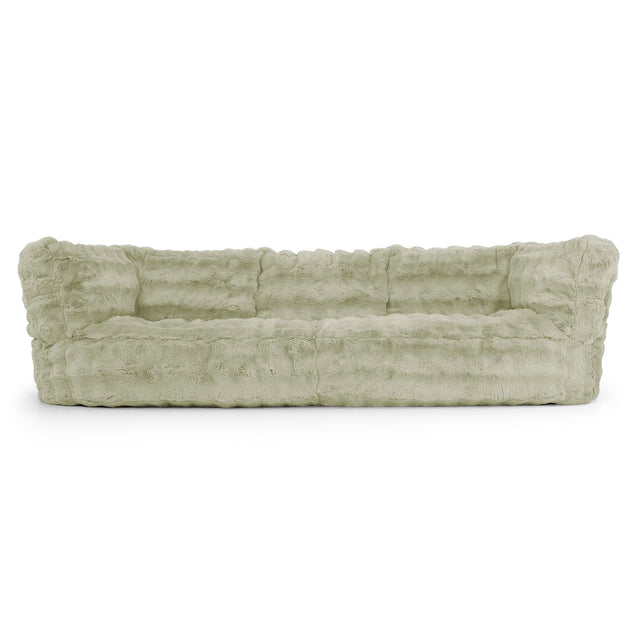Canapé Pouf Albert 3 places - Fausse Fourrure à Bulles Vert Sauge 01