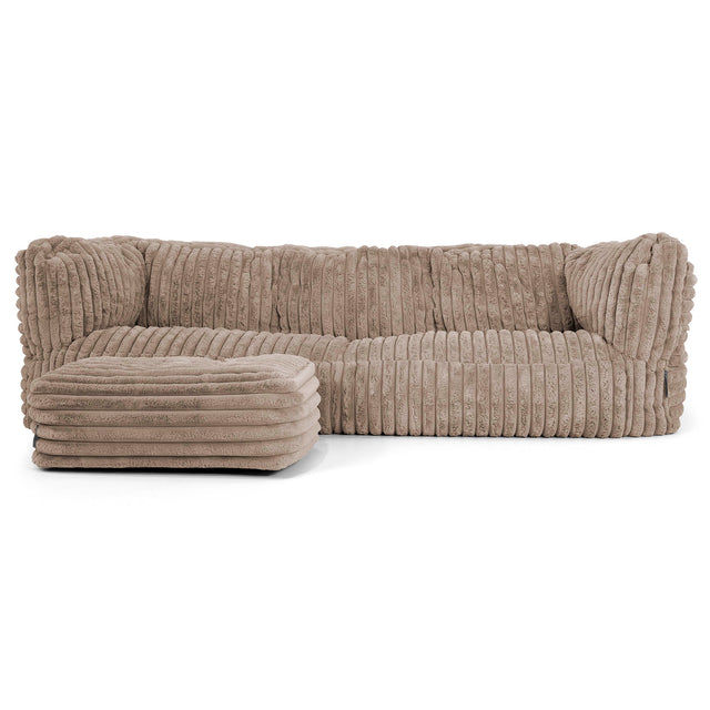 Canapé Pouf Albert 3 places - Velours Côtelé Ultra Pelucheux Vison 02