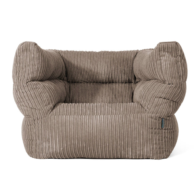 Albert Pouf Fauteuil Design - Côtelé Grège 01
