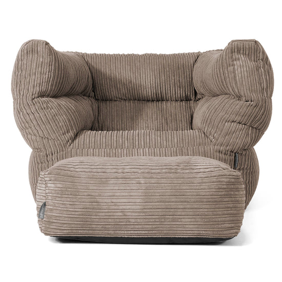Albert Pouf Fauteuil Design - Côtelé Grège 02