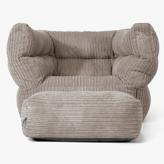 Albert Pouf Fauteuil Design - Côtelé Grège 02