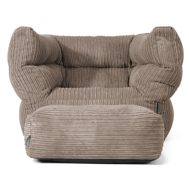 Albert Pouf Fauteuil Design - Côtelé Grège 02