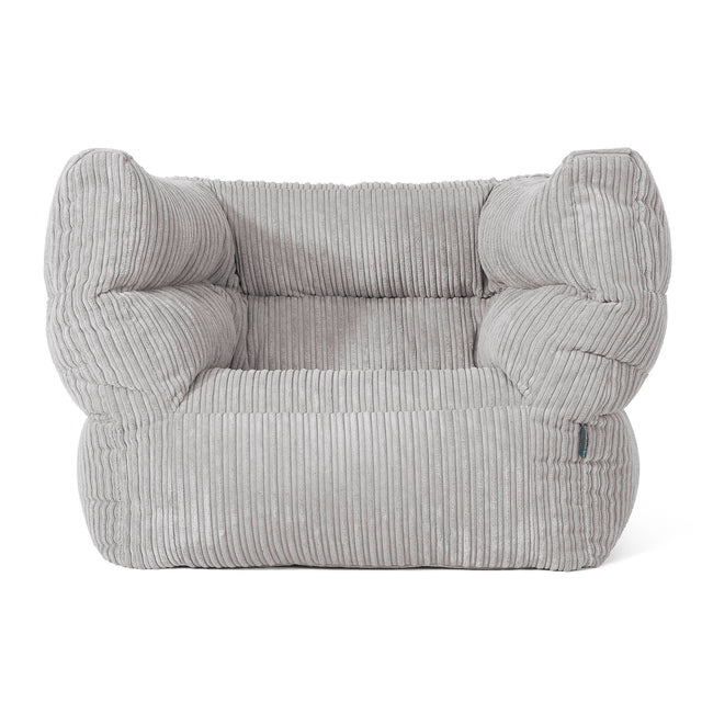 Albert Pouf Fauteuil Design - Côtelé Gris Argent 01