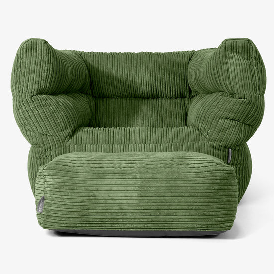 Albert Pouf Fauteuil Design - Côtelé Vert Forêt 02