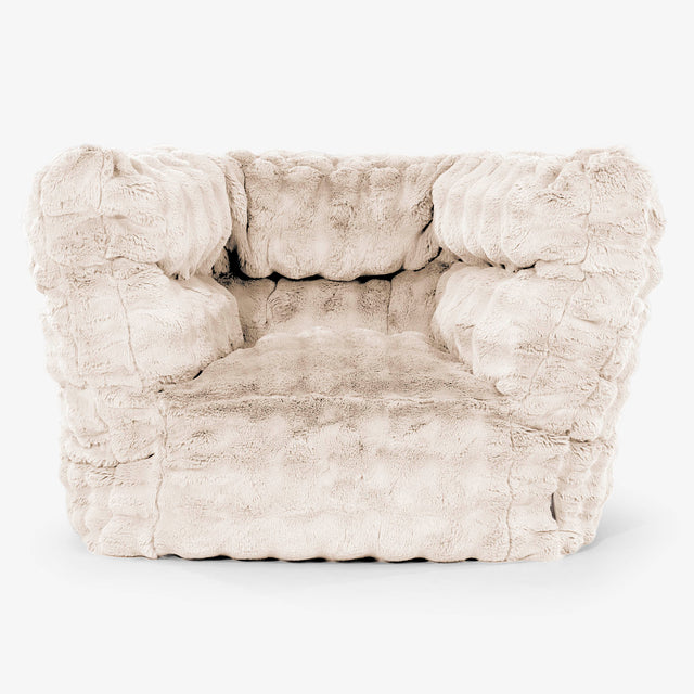 Albert Pouf Fauteuil Design 2.0 - Fausse Fourrure à Bulles Crème 01