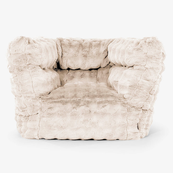 Albert Pouf Fauteuil Design 2.0 - Fausse Fourrure à Bulles Crème 01
