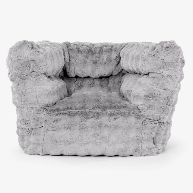 Albert Pouf Fauteuil Design 2.0 - Fausse Fourrure à Bulles Gris 01