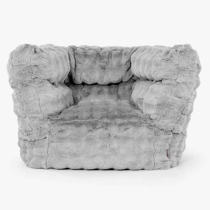 Albert Pouf Fauteuil Design 2.0 - Fausse Fourrure à Bulles Gris 01