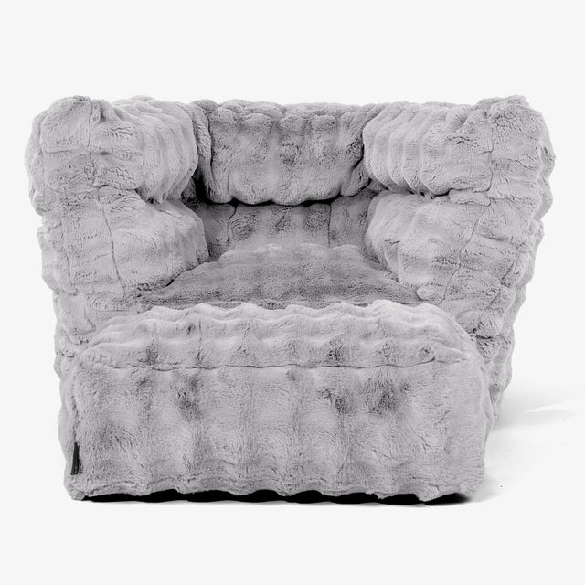 Albert Pouf Fauteuil Design 2.0 - Fausse Fourrure à Bulles Gris 02