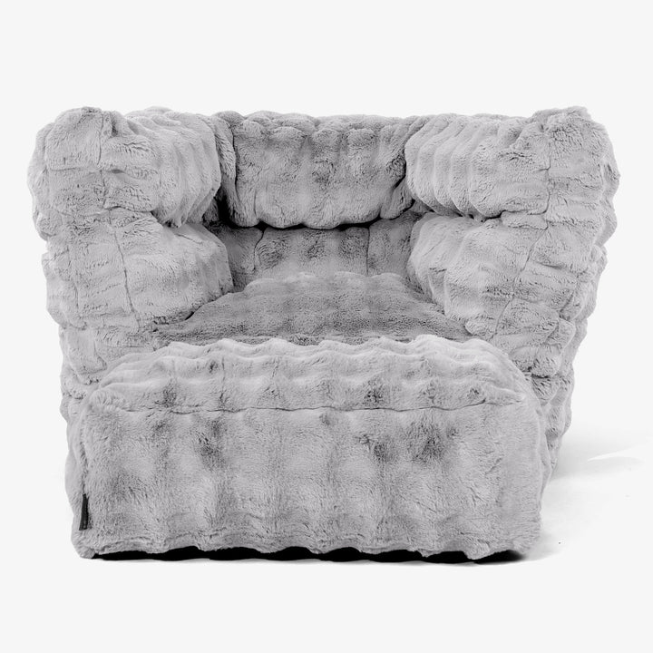 Albert Pouf Fauteuil Design 2.0 - Fausse Fourrure à Bulles Gris 02