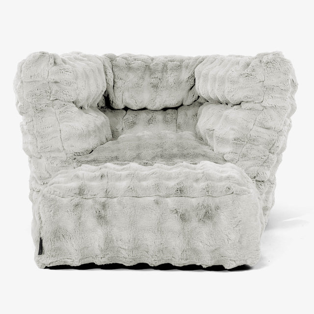 Albert Pouf Fauteuil Design 2.0 - Fausse Fourrure à Bulles Vert Sauge 02