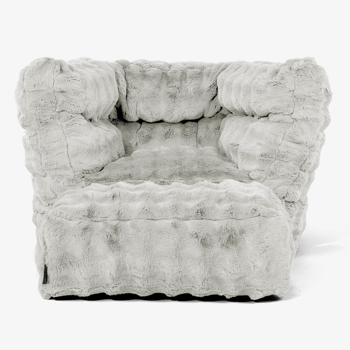 Albert Pouf Fauteuil Design 2.0 - Fausse Fourrure à Bulles Vert Sauge 02