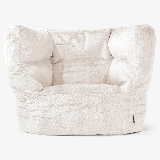 Albert Pouf Fauteuil Design - Fausse Fourrure Lapin Blanc 01