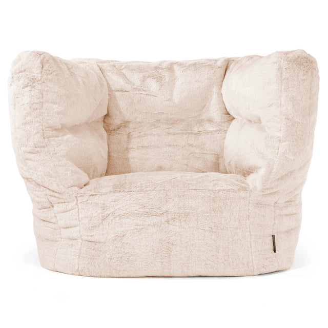 Albert Pouf Fauteuil Design - Fausse Fourrure Lapin Blanc 01