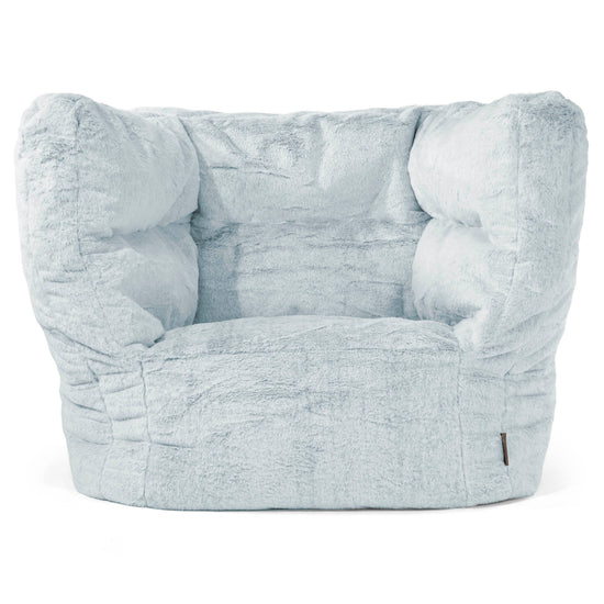 Albert Pouf Fauteuil Design - Fausse Fourrure Lapin Bleu Pastel 01