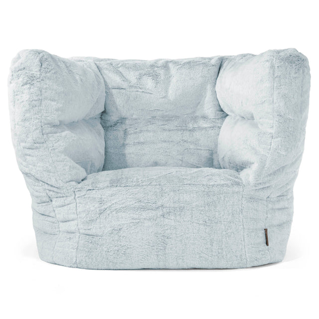 Albert Pouf Fauteuil Design - Fausse Fourrure Lapin Bleu Pastel 01