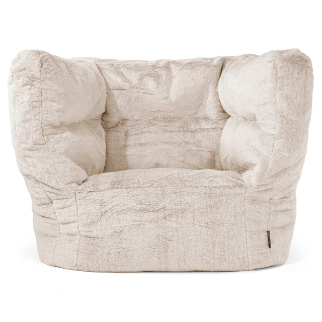 Albert Pouf Fauteuil Design - Fausse Fourrure Lapin Brun Doré 01