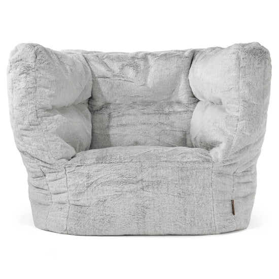 Albert Pouf Fauteuil Design - Fausse Fourrure Lapin Gris clair 01
