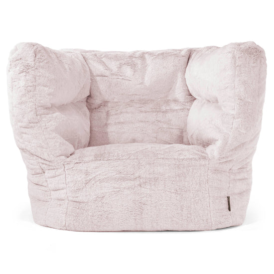 Albert Pouf Fauteuil Design - Fausse Fourrure Lapin Rose Pastel 01