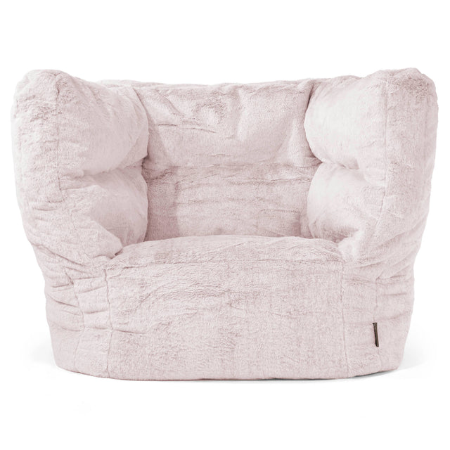 Albert Pouf Fauteuil Design - Fausse Fourrure Lapin Rose Pastel 01