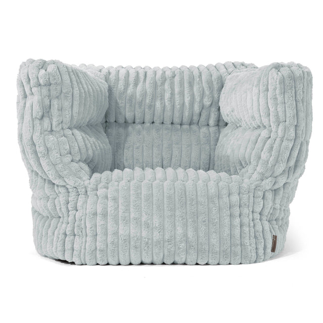 Albert Pouf Fauteuil Design - Velours Côtelé Ultra Pelucheux Bleu Dragé 01